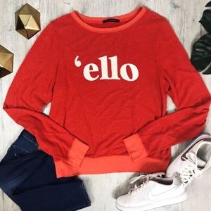 WILDFOX ‘ello Red Fuzzy soft stretch sweatshirt
